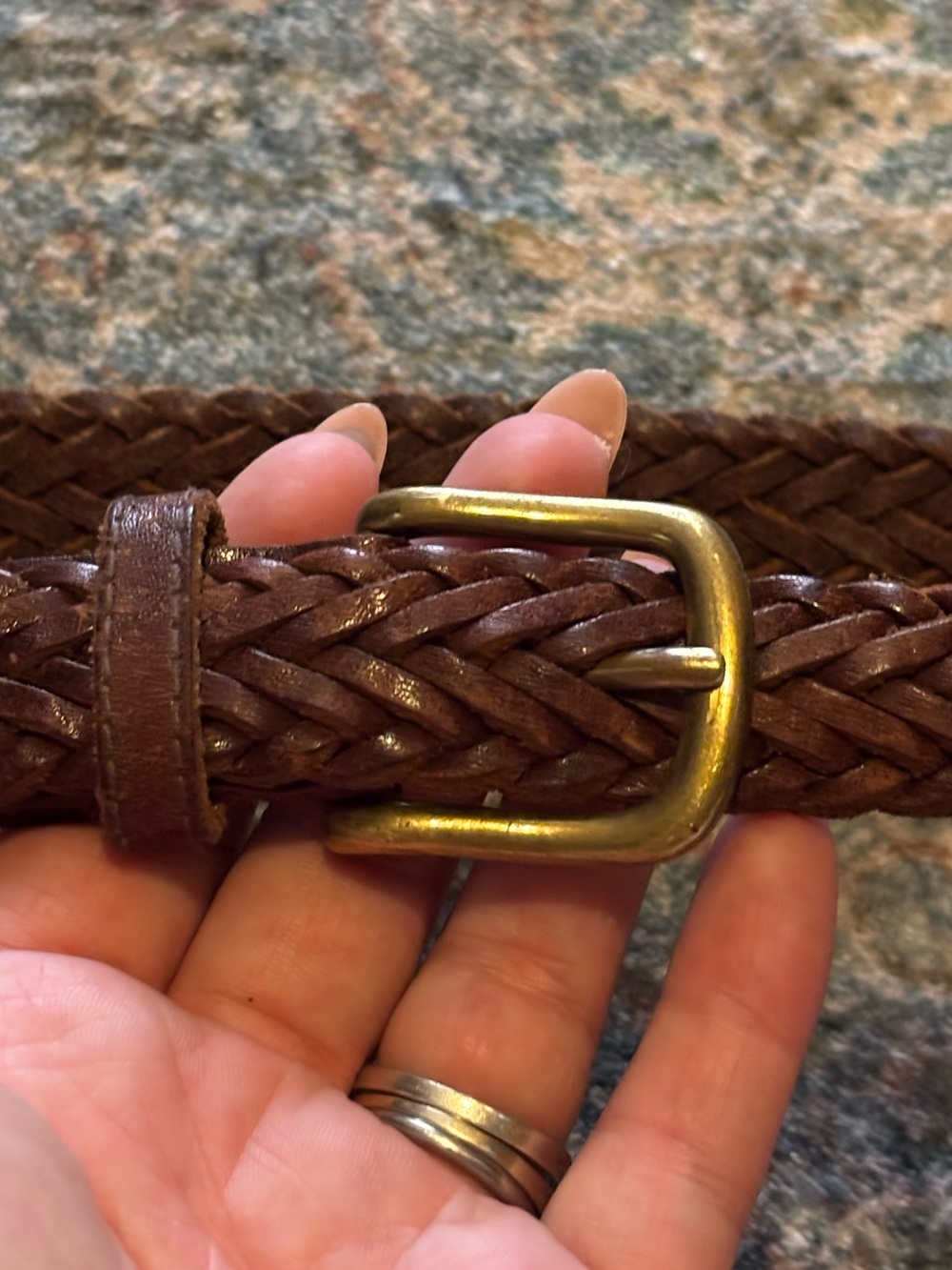 Old Navy Brown Braided Kids Belt with Brass-Tone Buckle